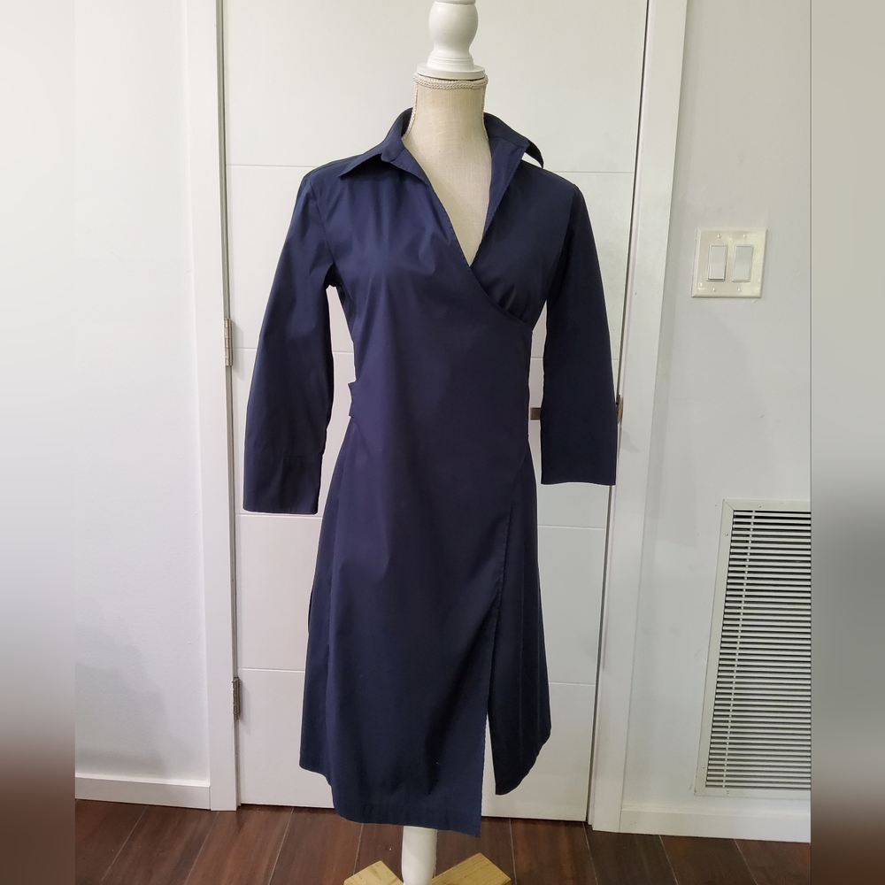 MaxMara Poplin Navy Wrap Dress Size 4